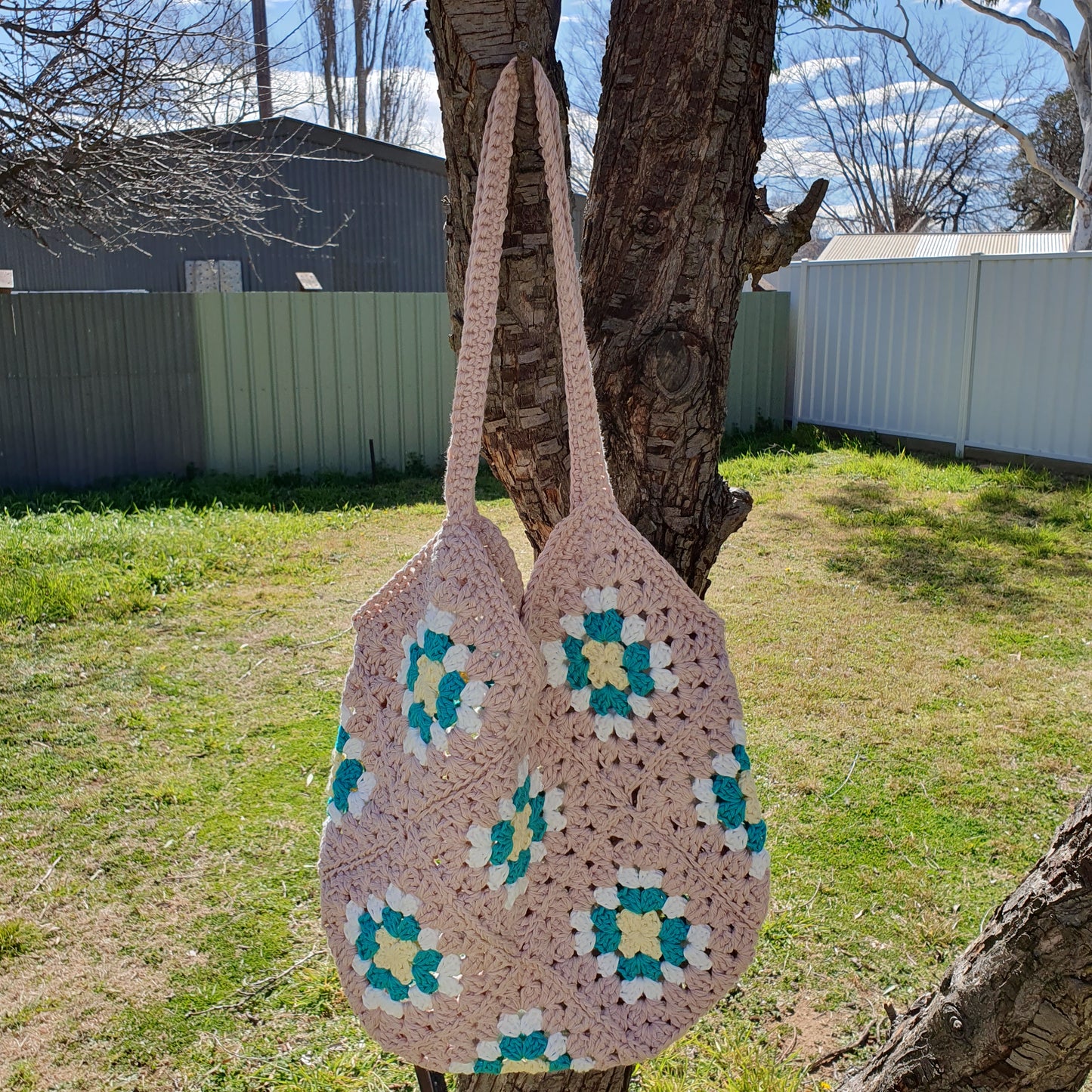 Large Granny Stitch Bag - 100% Cotton, Fabric Lined