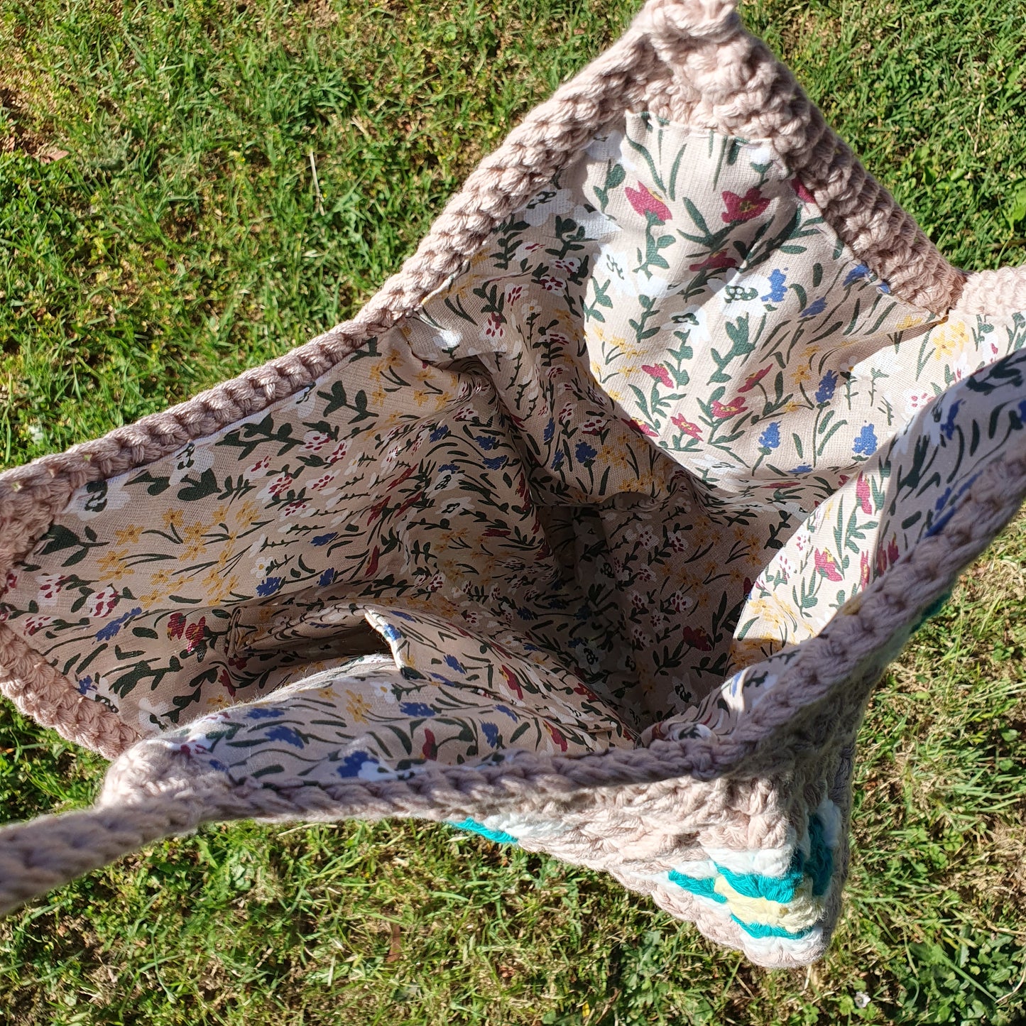 Large Granny Stitch Bag - 100% Cotton, Fabric Lined