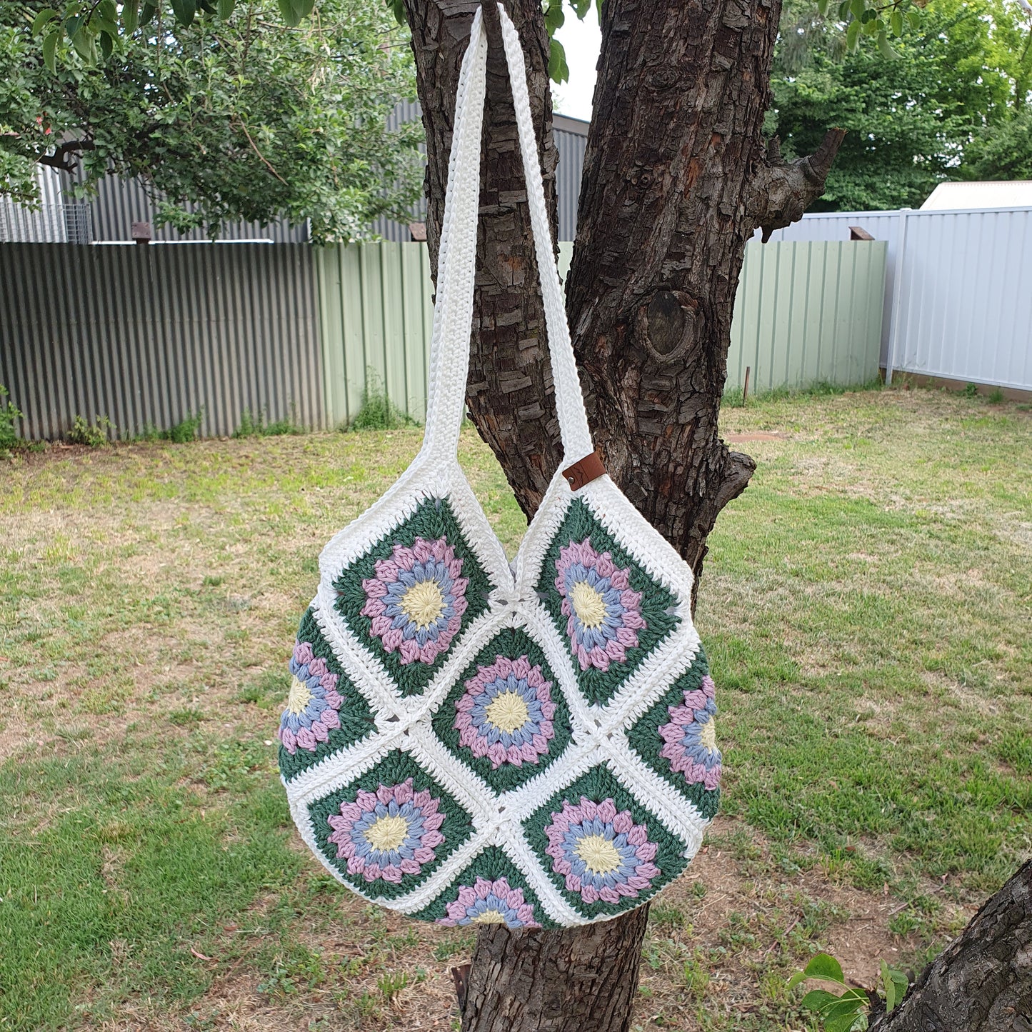 Crochet Tote Bag - 100% Cotton, Cotton Lined