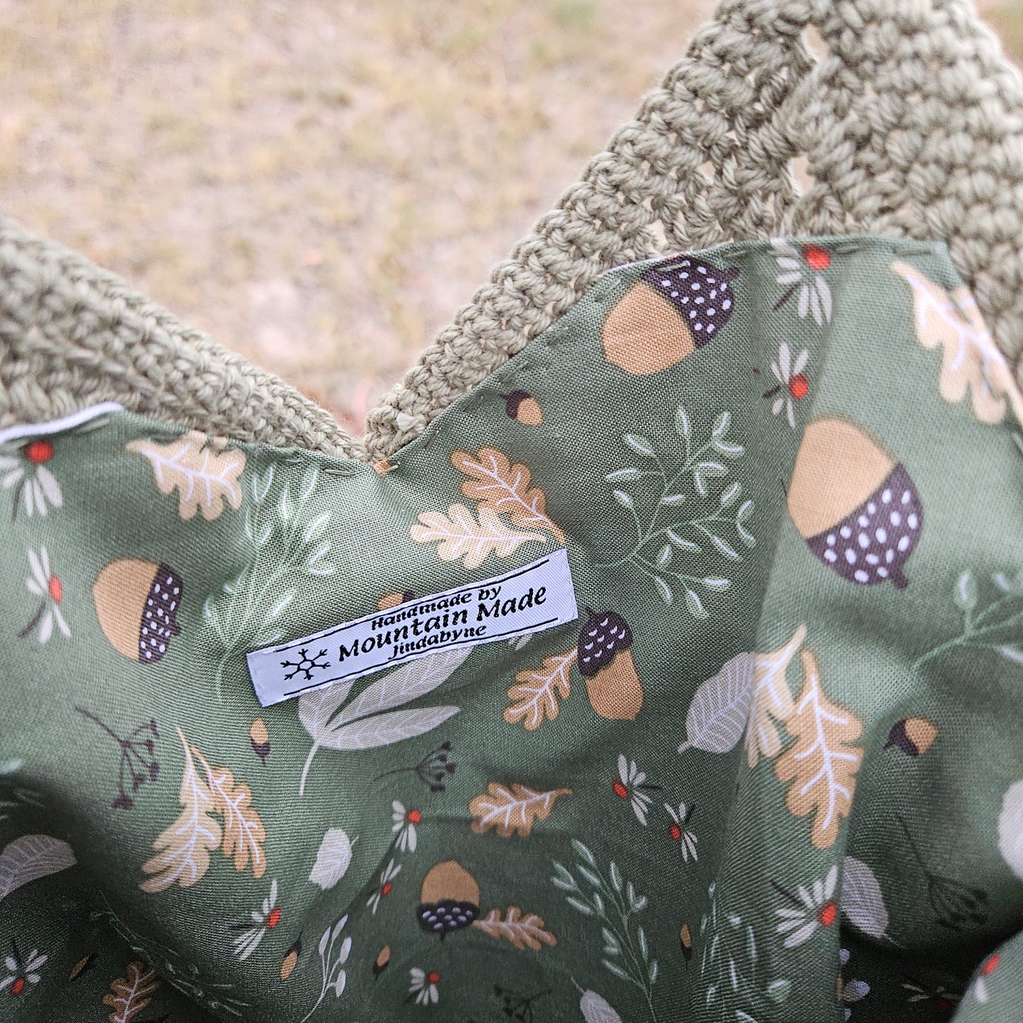 Crochet Tote Bag - 100% Cotton, Fabric Lined