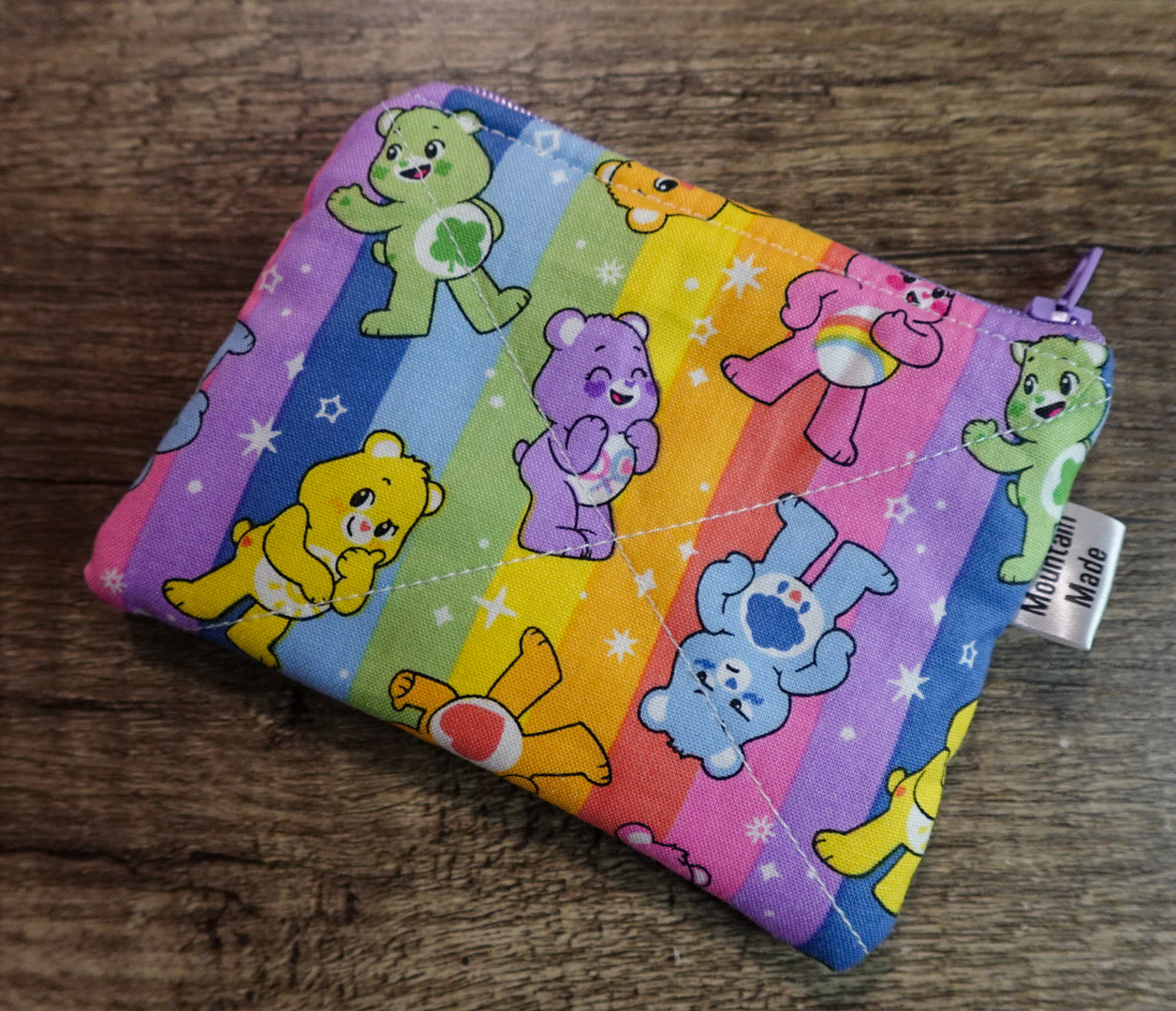 Small Zipper Pouch - Care Bears / Purple Lining