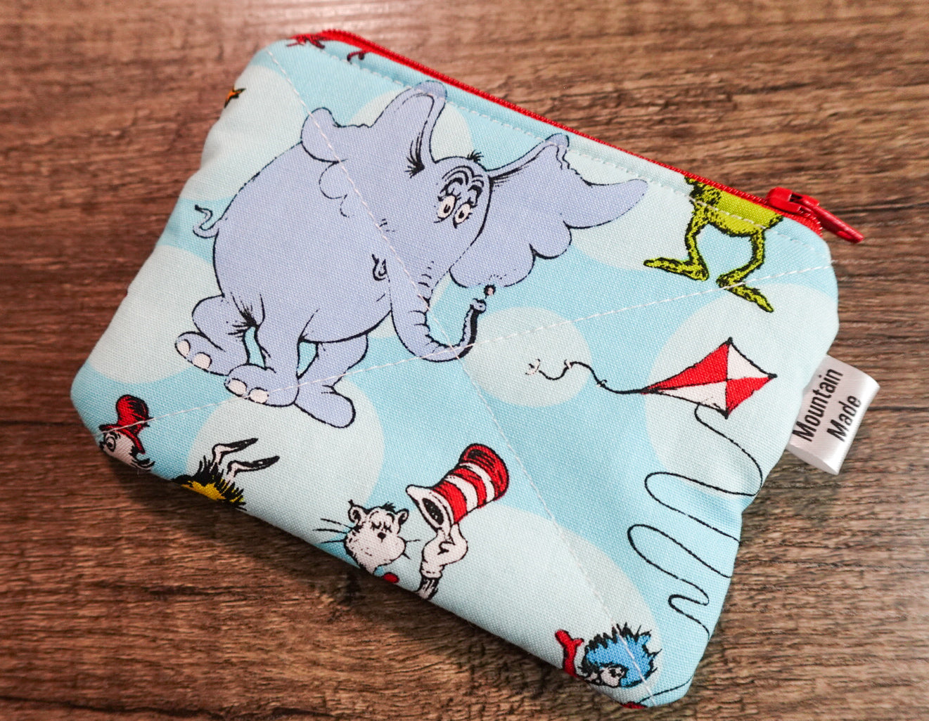 Small Zipper Pouch - Dr Seuss / Red Zipper