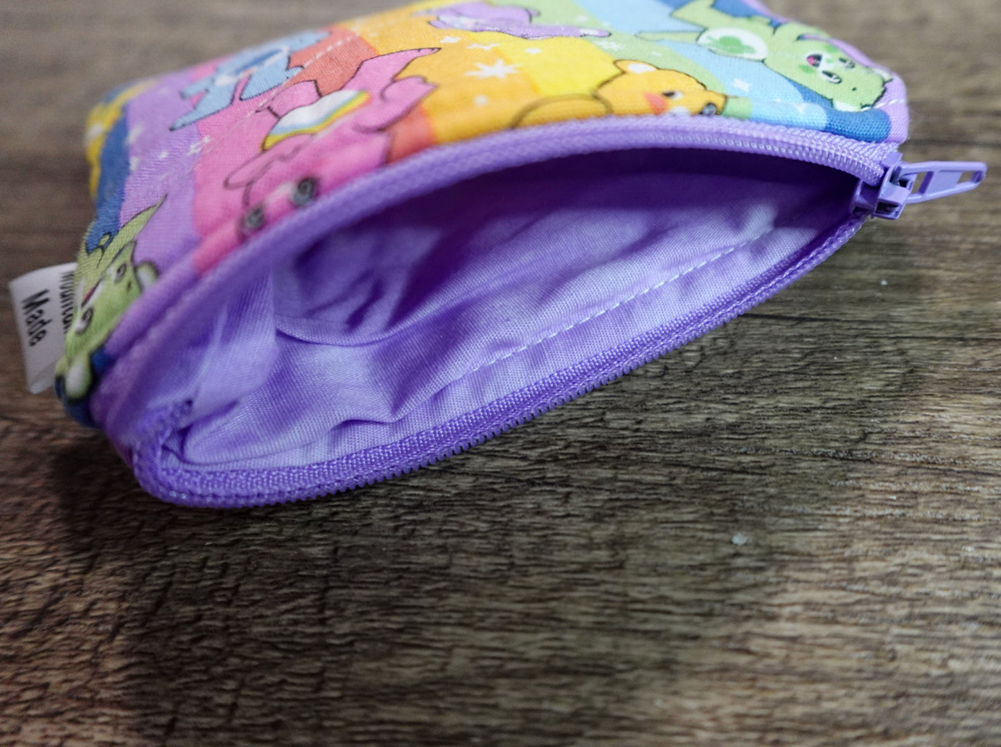Small Zipper Pouch - Care Bears / Purple Lining