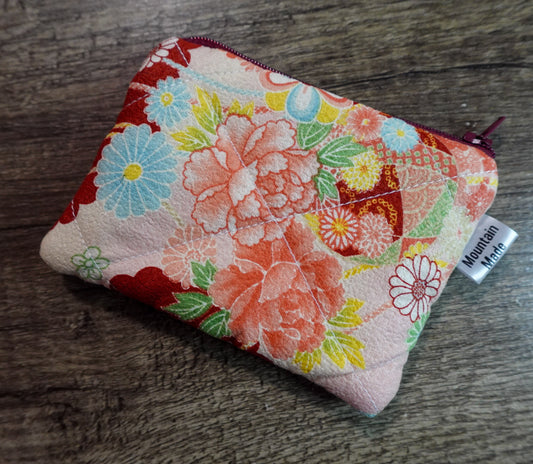 Small Zipper Pouch - Red Japanese