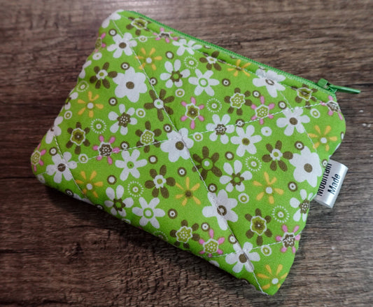 Small Zipper Pouch - Green Floral