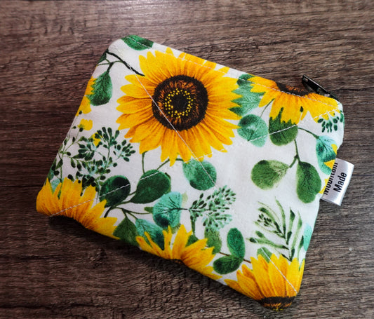 Small Zipper Pouch - Sunflowers / Yellow Lining