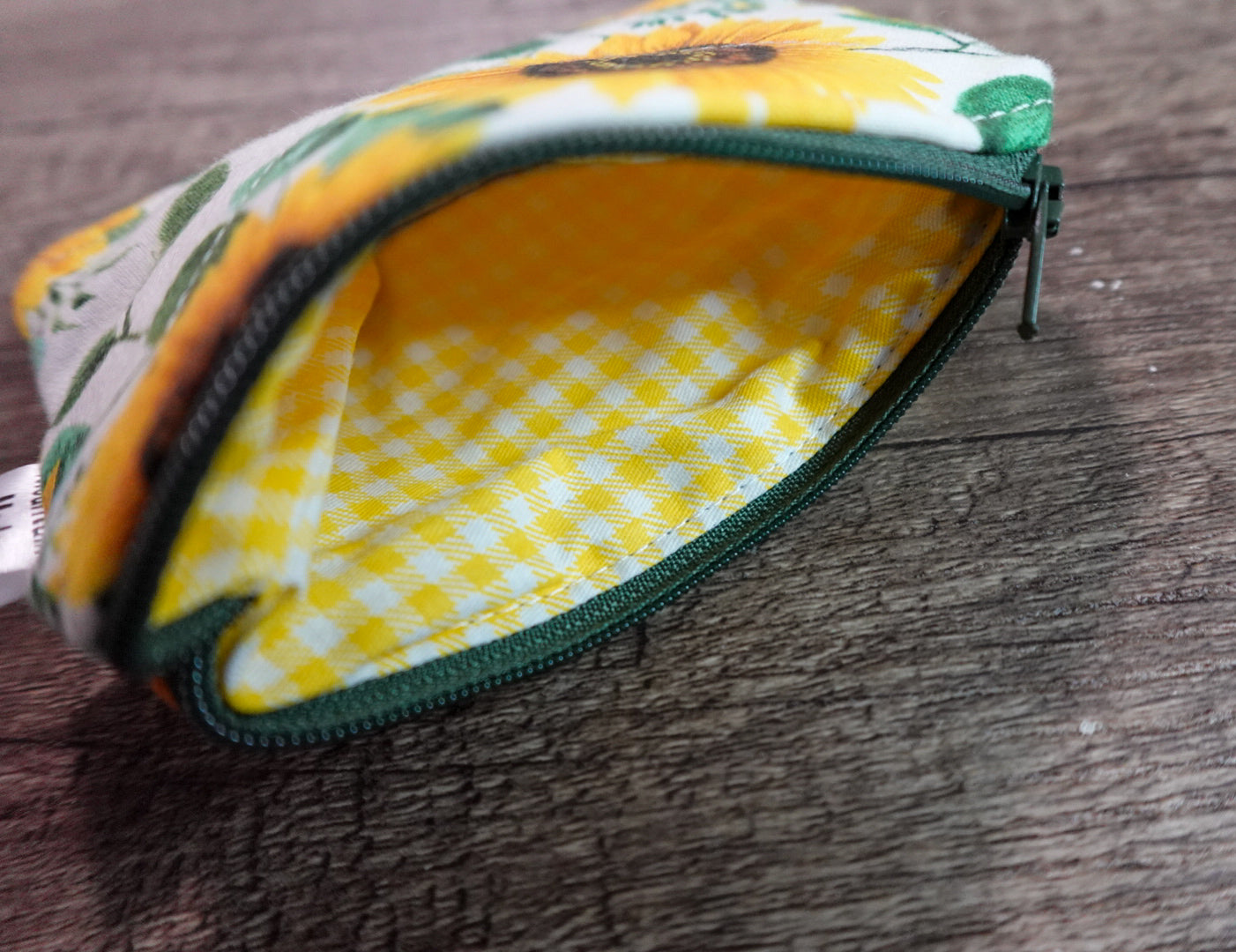 Small Zipper Pouch - Sunflowers / Yellow Lining
