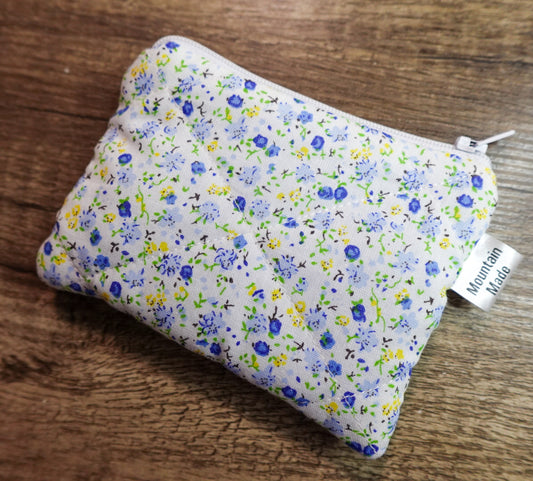 Small Zipper Pouch - Blue Floral
